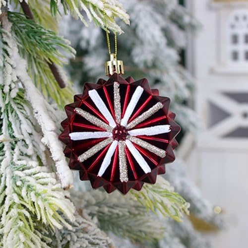 48 Pcs Christmas Balls Ornaments for Christmas Tree, Painted Shatterproof Plastic Decorative Baubles Hanging Ornaments for Xmas Tree Wreath Holiday Party Wedding Decoration, Wine Red