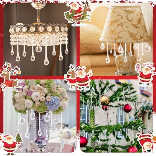 Vercraft 200 Pcs Christmas Tree Acrylic Hanging Ornaments, Clear