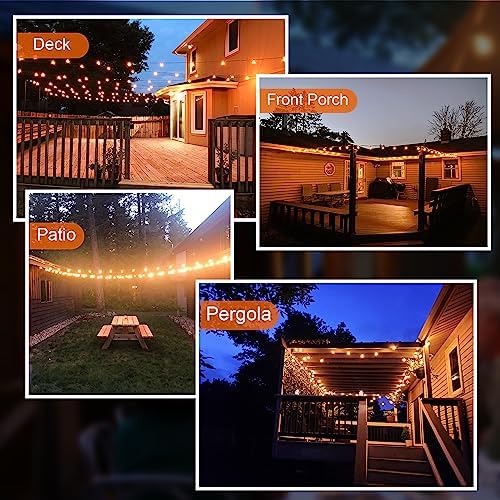 GPATIO Outdoor String Lights, 60FT Waterproof Patio Lights with 32 Hanging Light Globe G40 Bulbs, 2700k Shatterproof for Backyard Gazebo Porch Garden Commerical Outside Decor