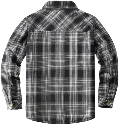 Men's Sherpa Cotton Flannel Shirt Jacket Plaid Button Coat Pocket