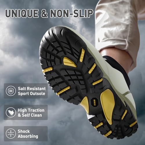 Kalkal Men's Rubber Boots, Waterproof Ankle Rain Boots, Insulated Working Booties with Comfortable Sports Sole, Outdoor Mud Boots for Yard Chore