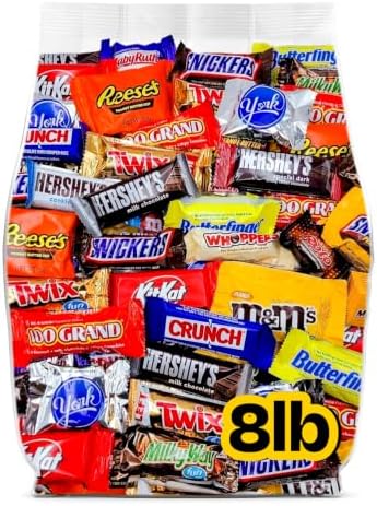 Halloween Chocolate Bulk Candy Variety Pack 8lb - Bulk Halloween Candy Individually Wrapped - Assorted Chocolate Candy for Trick or Treat, Party Favors, Goodie Bags, Pinatas and Office Snacks - 8 Pound Box of Candy