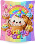 Girls Birthday Blanket Dumpling Throw, 40" x 50" Squishy Kid Throws Gift