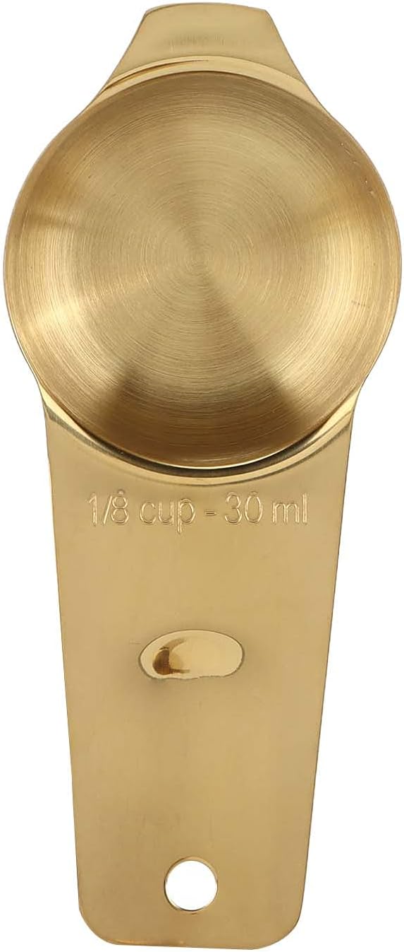 18PCS Gold Measuring Cups and Spoons Set, Stainless Steel Measuring Cups Spoons with Buckle and Scale Plate, Kitchen Baking Tools