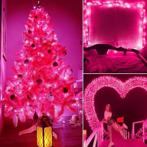 Minetom Pink Christmas Lights 100 Count 20 Feet Incandescent Bulb