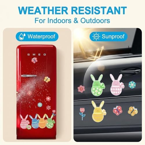 Easter Magnets for Fridge & Car - 12Pcs Glow in The Dark Bunny & Egg Decor Set, Spring & Easter Party Favors, Refrigerator Magnets, Car Decals for Kids & Adults (A)
