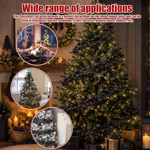 2 Pcs 6 ft Christmas Ball Ornament Garland, Black