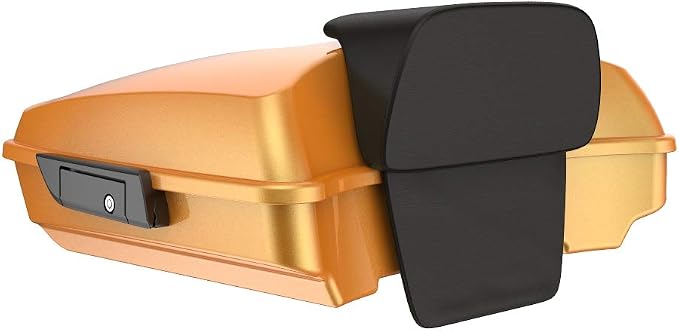 Advanblack Road Glide Tour Trunk Pack Hard Candy Gold Flake Razor Tour Trunk Pack Backrest Pad for '97-'25 Harley Touring Road King Street Glide Electra Glide CVO models