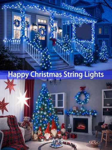 2 Pack 200 LED Christmas Lights 13 Modes Extendable Christmas Tree Lights