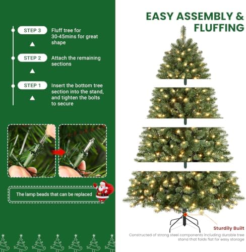 SHareconn 9ft Prelit Artificial Classic Spruce Christmas Tree