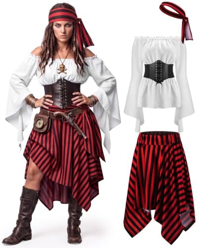 Shihanee Women Pirate Costume Outfits Renaissance Halloween