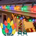Brightown Christmas Lights Outdoor, 102FT 150LED C9 String Light with Clips