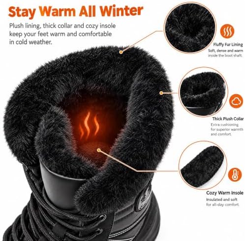 Women's Winter Snow Boots Warm Fur Water Resistant Non Slip Boot