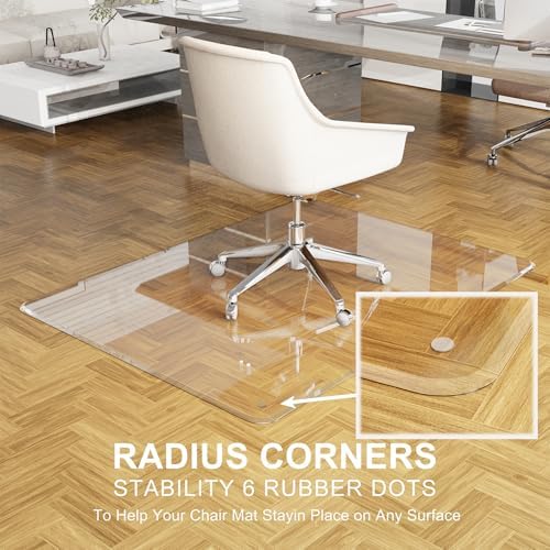 MESAILUP Beveled Edge Office Chair Mat for Carpet or Hardwood Floor 48" x 48" Clear Chair Mats for a Smooth Glide and Easy Roll On/Off, Heavy Duty and Non-Slip Pad Floor Ultimate Desk Chair Mat