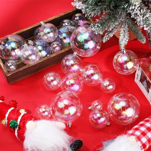 Shappy 50 Pcs Christmas Iridescent Ornaments Halloween Cauldron DIY, Clear