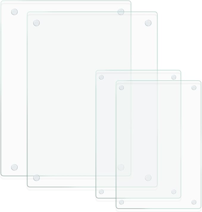 Mymonfif Tempered Glass Cutting Board for Kitchen, Clear Glass Board for Countertop, with Non-Slip Feet, Heat Resistant, Large Size 12x16" 2Pcs, Small Size 12x8" 2Pcs