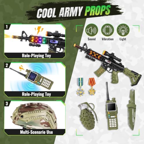 Metemot Army Costume for Boys,14Pcs Military Soldier Boys Halloween Costume