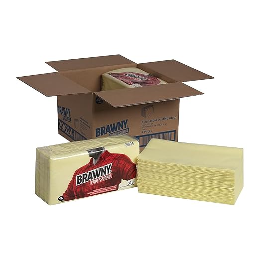 Georgia-Pacific Brawny Yellow Quarter-Fold Disposable Dusting Cloth by GP PRO, 24" Length x 24" Width, 29624 (Case of 4 Packs, 50 Cloths per Pack)