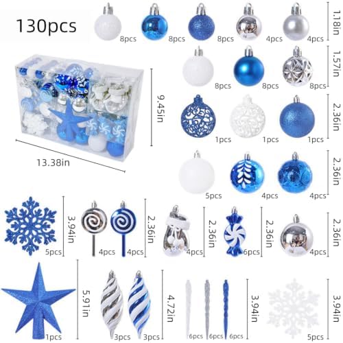 130ct Shatterproof Christmas Ornaments Red & White Candy Cane