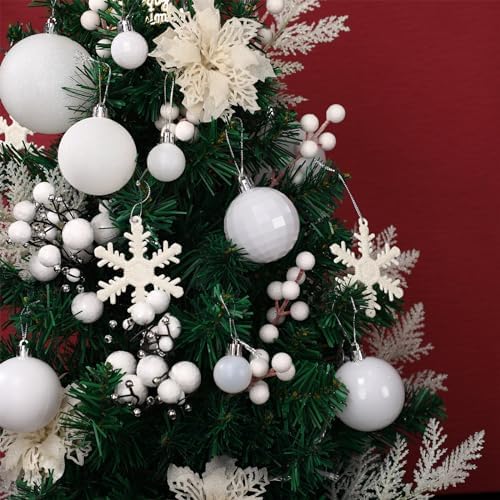 Sratte 94 Pcs Christmas Tree Ornaments Decoration Set, White