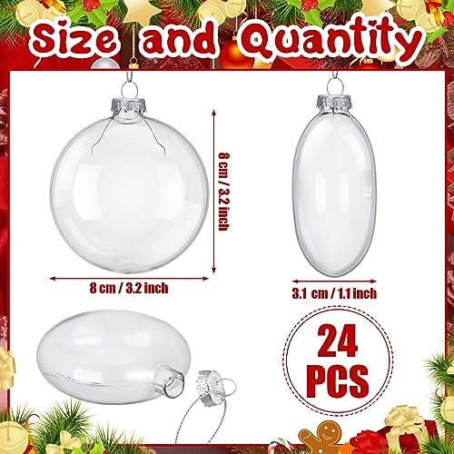 Liliful 24 Christmas Clear Glass Ornament Crafts DIY for Christmas Tree 3"