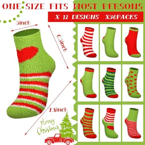 Hoolerry 30 Pairs Christmas Fuzzy Socks Bulk for Adult Gift