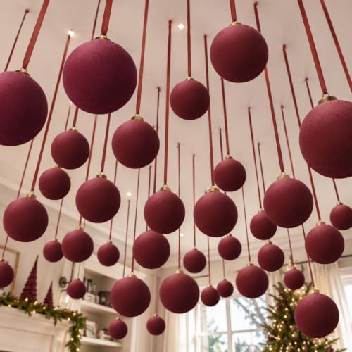 ZenNex 48Pcs Velvet Christmas Balls, Flocked Shatterproof Tree Ornaments