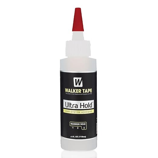 Walker Tape Ultra Hold Adhesive 4 oz Squeeze Bottle, Waterproof Clear-Drying Wig Glue for Lace Systems and Human Hair Extensions, Strong Long Lasting Maximum Wear Liquid Adhesive for Bonding