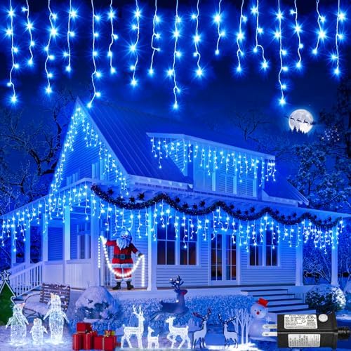 66FT Icicle Lights for Outside 640 LED Blue Christmas Lights Outdoor
