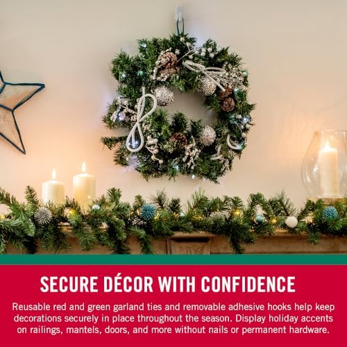 VELCRO Brand Holiday Decorating Kit, Garland Ties & Adhesive Hooks