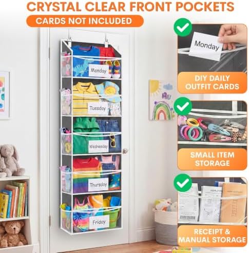 Ofiray-home 5Tiers Over Door Organizer, Weekly Clothes Organizer for Kids