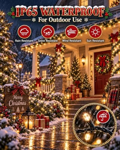 OZS 6 Pack 480 LED Solar String Lights Outdoor Waterproof, Warm White