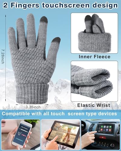 Suhine 18 Pcs Winter Beanie Hat Scarf Gloves Set for Women Include 6 Pcs Knit Hat Warm Beanie with Pompom 6 Pcs Fleece Lined Neck Warmer 6 Pair Warm Touchscreen Gloves for Women Gifts Christmas