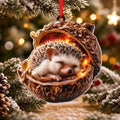 3D Forest Animal Acorn Ornaments, Woodland Christmas Decor with Realistic Animal Figures, Resin Hanging Ornaments for Christmas Tree, Home, Party Decor, Cozy Forest Theme Collection (Hedgehog)