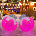 Lighted Christmas Balls Outdoor Decorations, 2pcs Pop-Up Pink Christmas Décor Balls Prelit 160 Lights with Flashing Effects, Collapsible Light Up Hanging Lanterns Plug-in for Home Yard Party-Pink