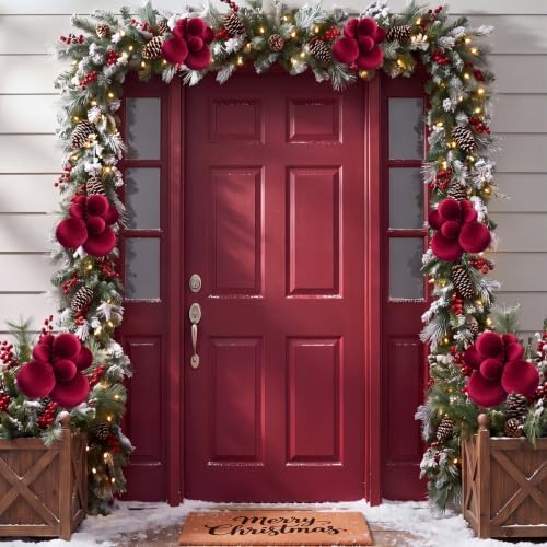 6 Pack Burgundy Christmas Ball Clusters Ornaments Decorations