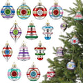 12 Pcs Christmas Vintage Glass Reflector Ornament,Striped