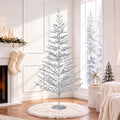 5ft Silver Tinsel Christmas Tree, Retro Aluminum Christmas Tree