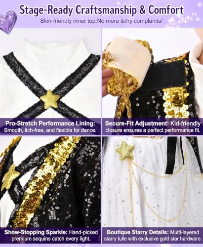 Girls Halloween Costume, Pop Singer Costume, Sequin Jackets Skirts with Purple Braid for Birthday Party, 4-12 Years