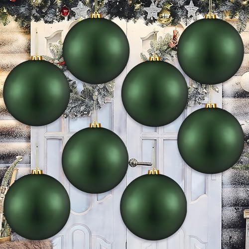 Wettarn 8 Pcs 6" Green Christmas Tree Plastic Ball Ornaments