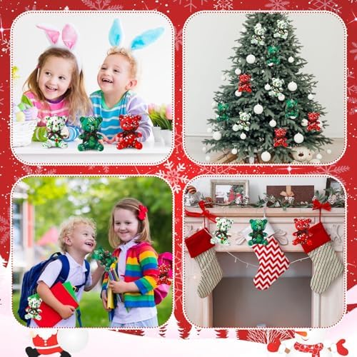 Poen Christmas Mini Plush Bears Red Green White Holiday Soft Stuffed