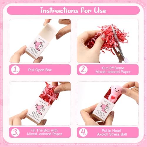 30 Sets Axolotl Valentines Gifts Valentines Party Favor with Support Boxes