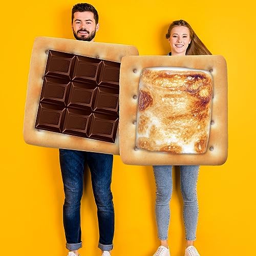 2 Pcs Halloween Couple Costume Marshmallows and Chocolate Tunic Costume