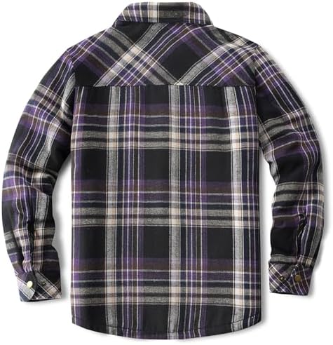 Men's Sherpa Cotton Flannel Shirt Jacket Plaid Button Coat Pocket