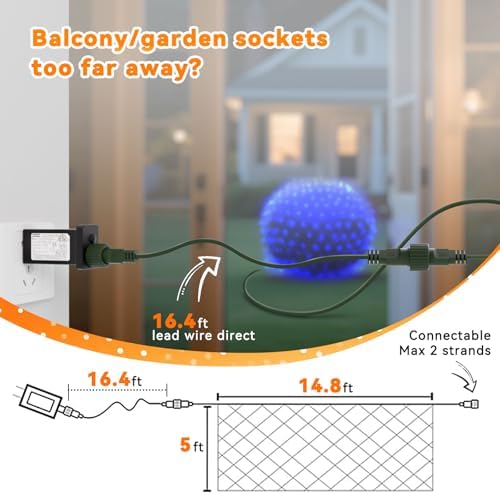 LitHome 14.8FT x 5FT Christmas Net Lights Outdoor Mesh Lights Connectable