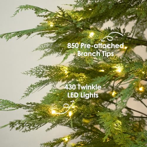 Christmas Tree - 9 Ft Pre-Lit Twinkle Artificial Cypress Tree