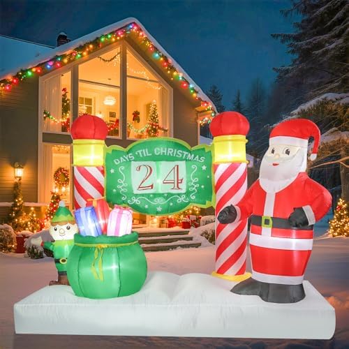 6.89 FT Christmas Outdoor Inflatable Santa Claus Calendar Countdown Decor
