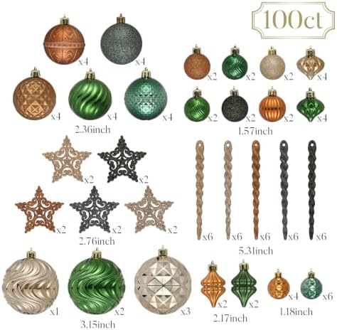 Valery Madelyn 100ct Christmas Tree Decorations Ball Ornaments Set