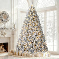Garvee 6FT Snow Flocked Pre-Lit Christmas Tree with 250 Warm White Lights