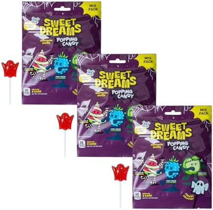 Sweet Dreams Popping Candy Ghost Lollipop, Sour Dip, 3 Bags, 9 Pouches